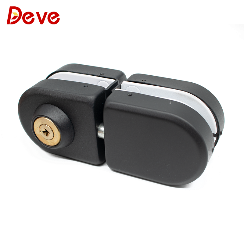 Black Double Latch Sliding Glass Lock Button Control Commercial Glass Door Lock