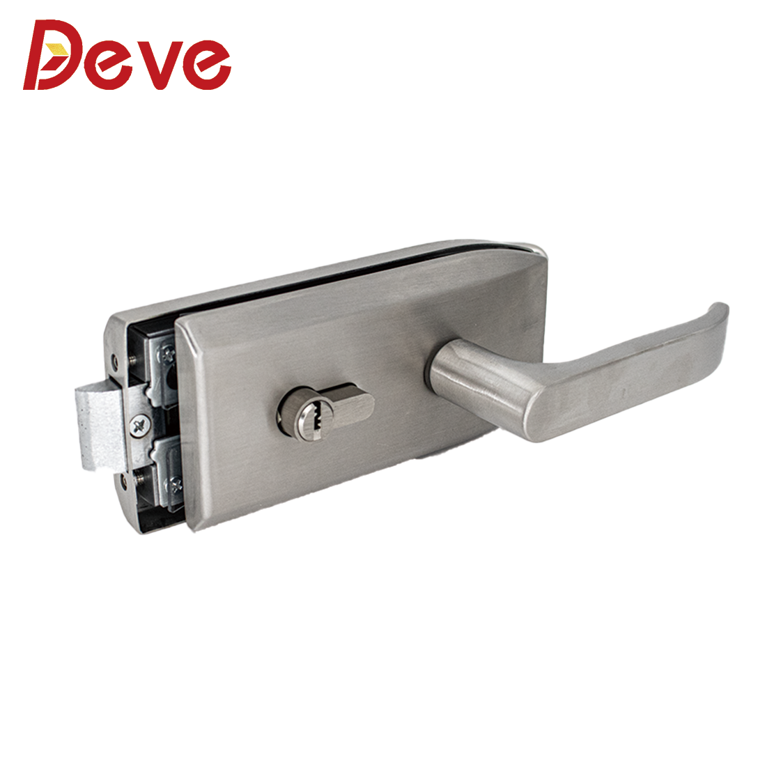 Commercial Stainless Steel Lever Handle Glass Gate Lock with Keys