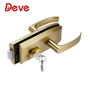 New Design High Security Bathroom Handle Lock Tempered Glass Door Lock with 3 brass keys Gold color