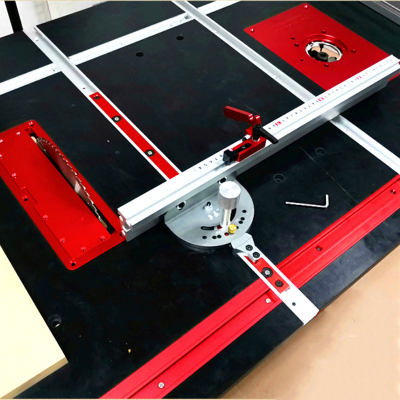 Aluminum Angle Miter Gauge Sawing Assembly Ruler Woodworking Tool 400mm aluminum Fence with Metric Scale for Table Saw Router