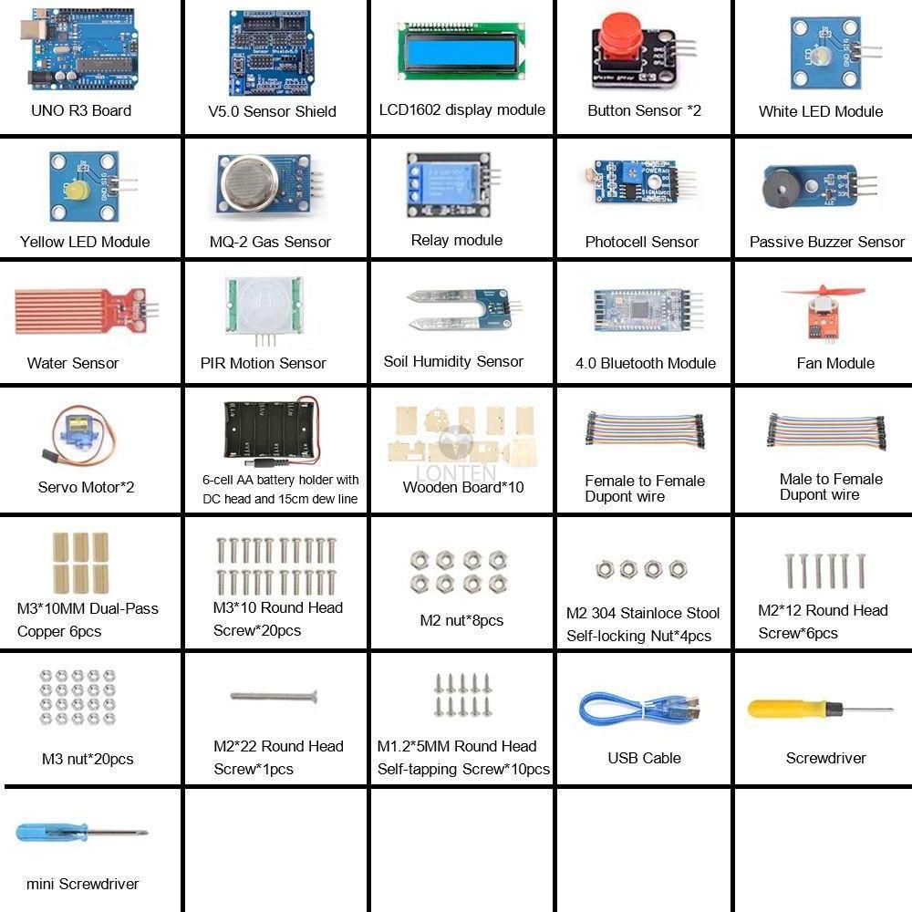 New Lonten Smart Home Kit for Arduino Starter Electronic Learning Remote Control House DIY Project with PLUS Board STEM LTARK-1