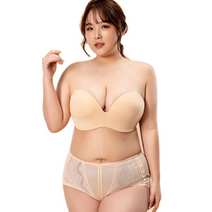 Plus Size Invisible Lifting Bra Underwire Adhesive Remove Straps Unpadded Cup Soft Push Up Bras Strapless Bras For Women