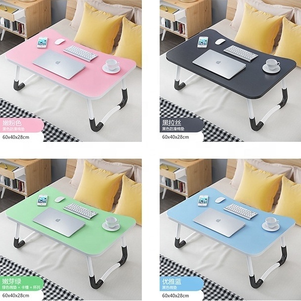 Foldable Notebook Stand Laptop on Bed Tray Dormitory Lap Table with Tablet Slo &Cup Holder for Watching Reading Working Desk