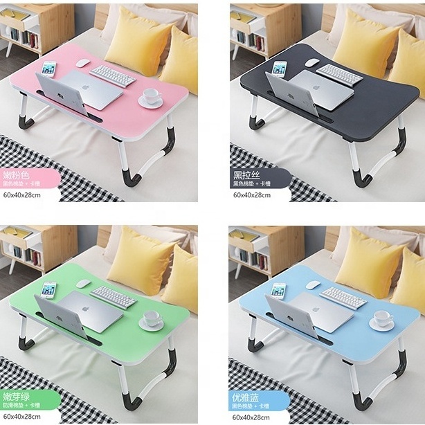 Foldable Notebook Stand Laptop on Bed Tray Dormitory Lap Table with Tablet Slo &Cup Holder for Watching Reading Working Desk