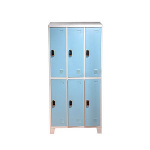 6 Door Metal Locker Electronic Lock Steel Wardrobe Cabinets Storage Cloest Wardrobes With Standing Legs