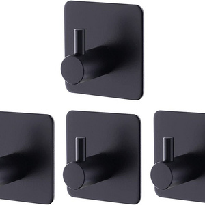 Self- Adhesive Black Stainless Steel Wall Mounted Coat Hooks Rack Matte Black Towel Coat Hook