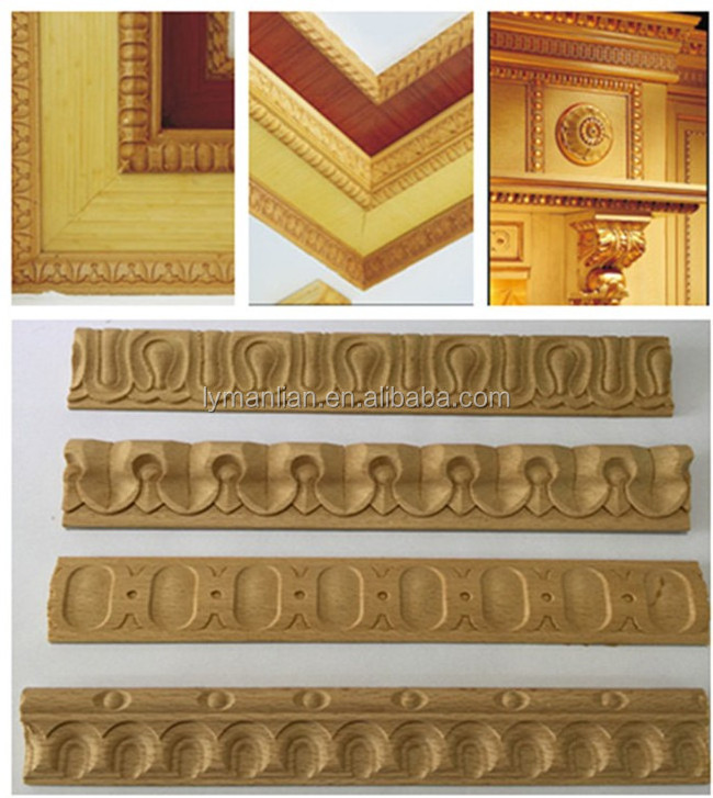 decorative Carved Crown Molding Wood Wall Moulding for Wall And Ceiling