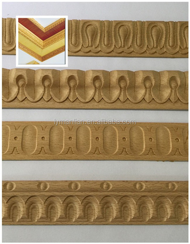 decorative Carved Crown Molding Wood Wall Moulding for Wall And Ceiling