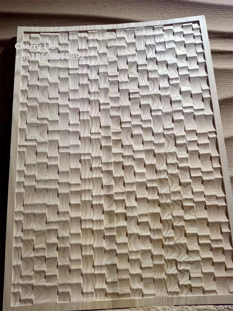 Solid Wood Carving Fluted Planks Wood Grain Wall Board White Oak Decorative Parquet Wall Panel Cladding