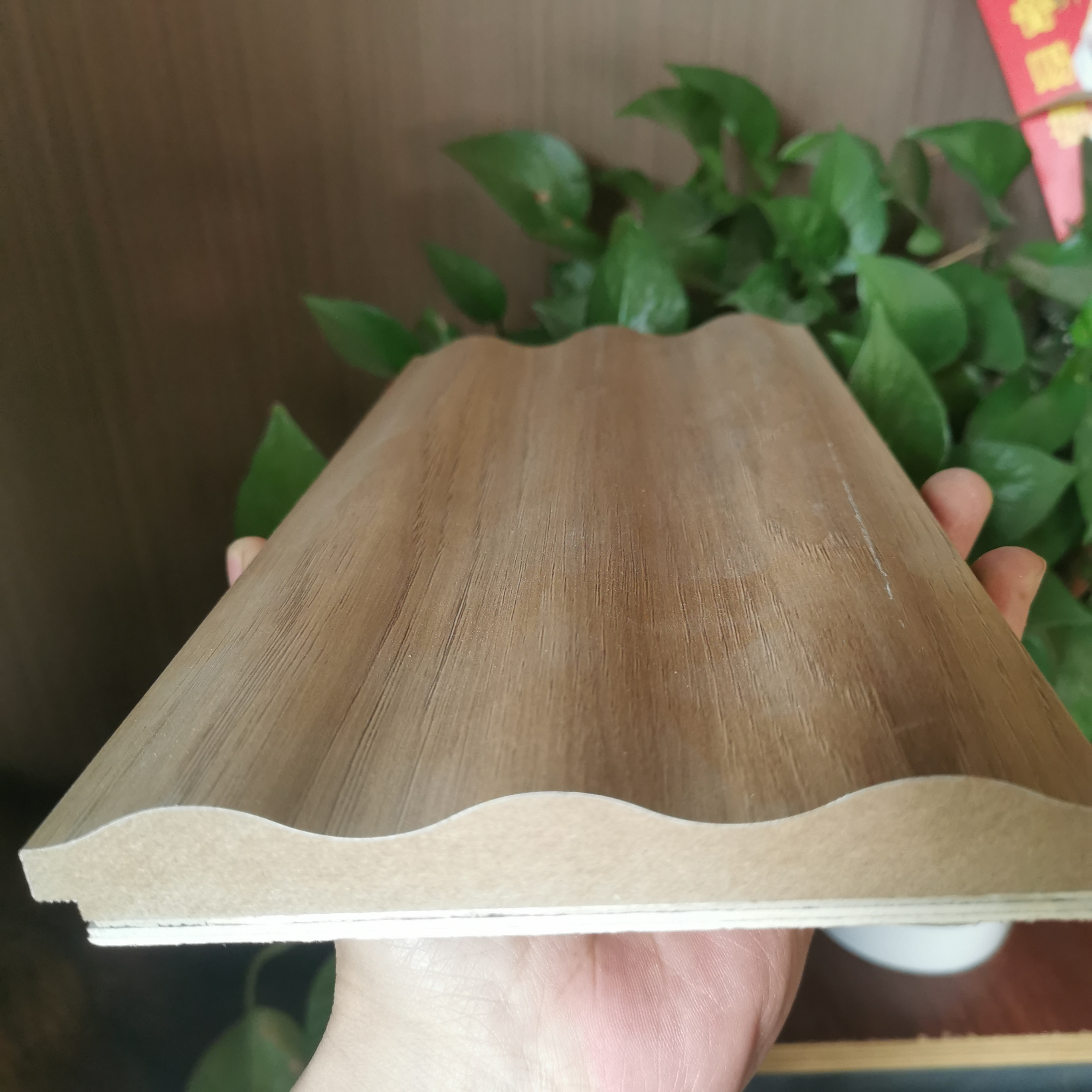 Baiyi design interior PVC film fluted solid wood MDF wall panels & boards