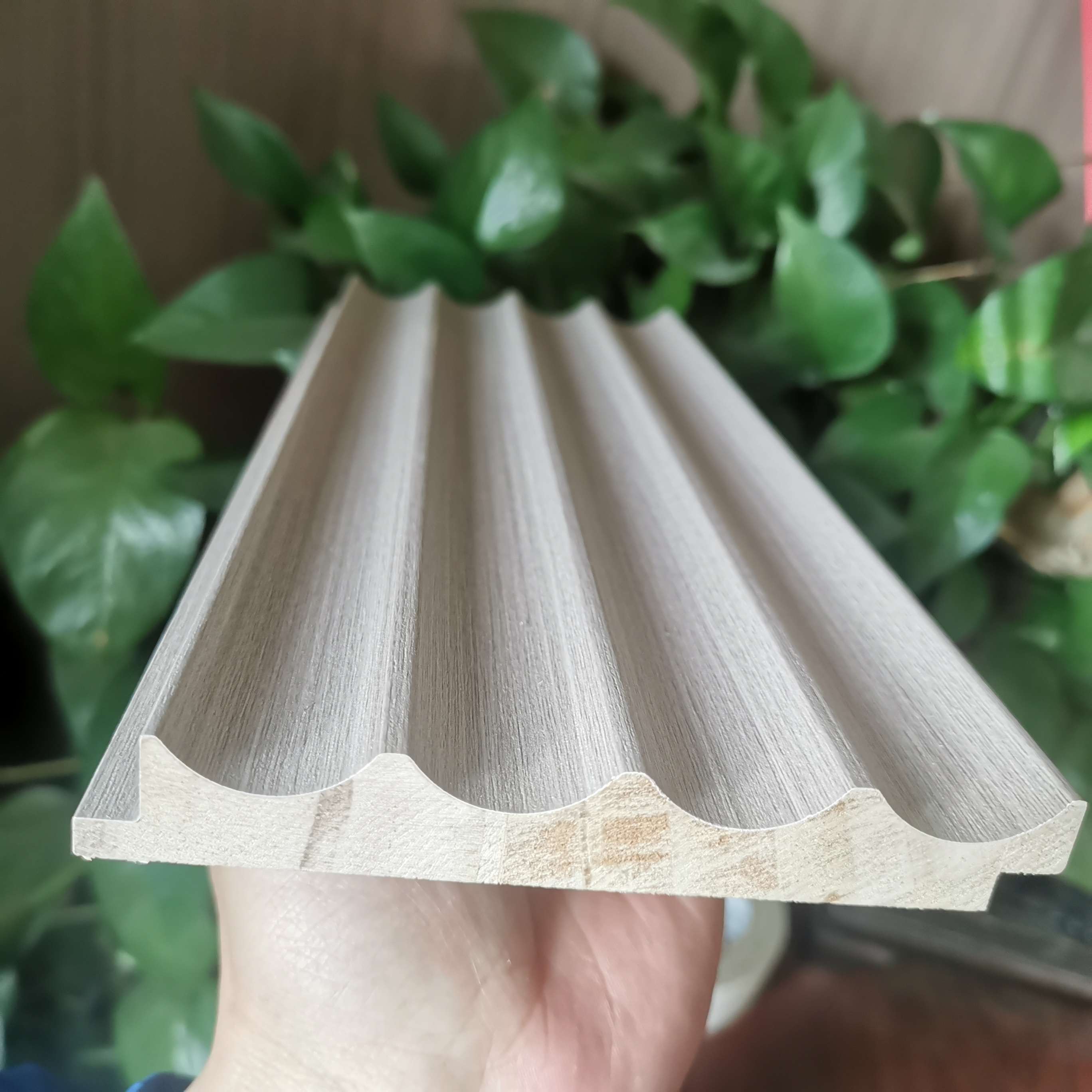 Baiyi design interior PVC film fluted solid wood MDF wall panels & boards