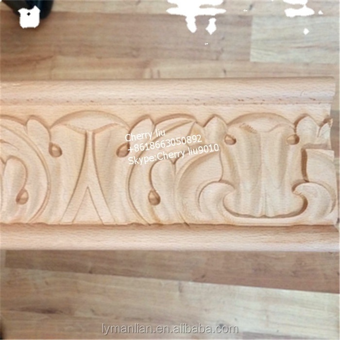 Wood Crown Molding With Large Acanthus Leaf And Tongue Cove Decorative Cabinet Wood Trim Molding