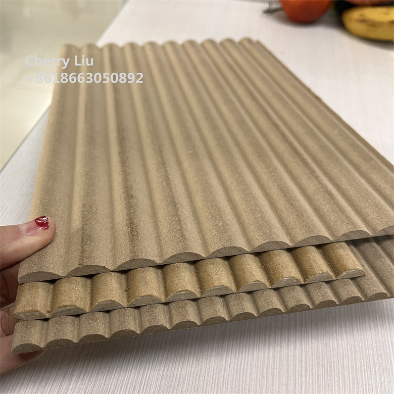 Solid Wood Carving Fluted Planks Wood Grain Wall Board White Oak Decorative Parquet Wall Panel Cladding