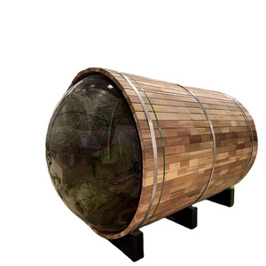 Factory wholesale Wooden Traditional 1-2 Person Wooden Garden Steam sauna room Outdoor Barrel Sauna with electric stove