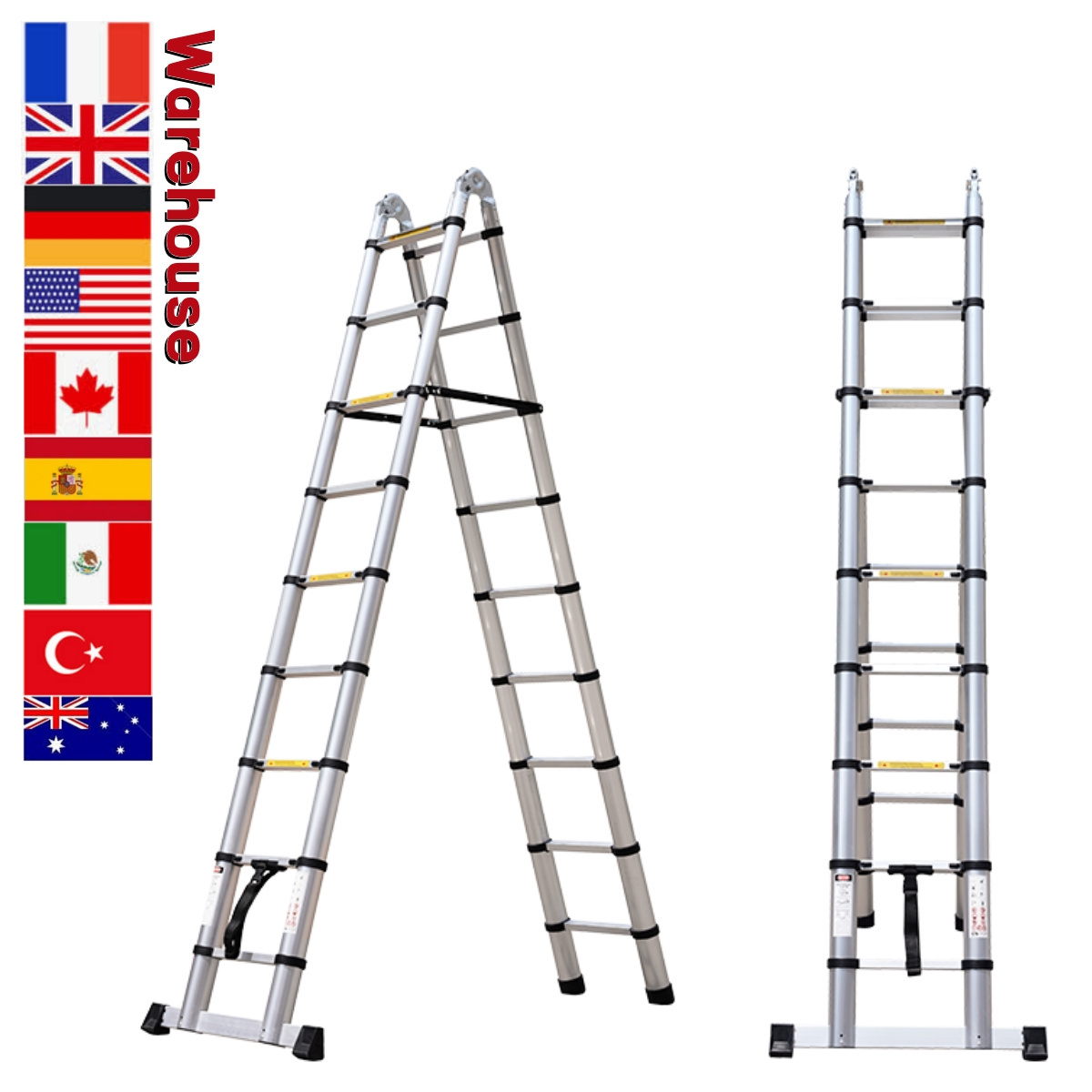 telescopic ladder lighting foldable ladder folding  defender offroad aluminum climb ladder