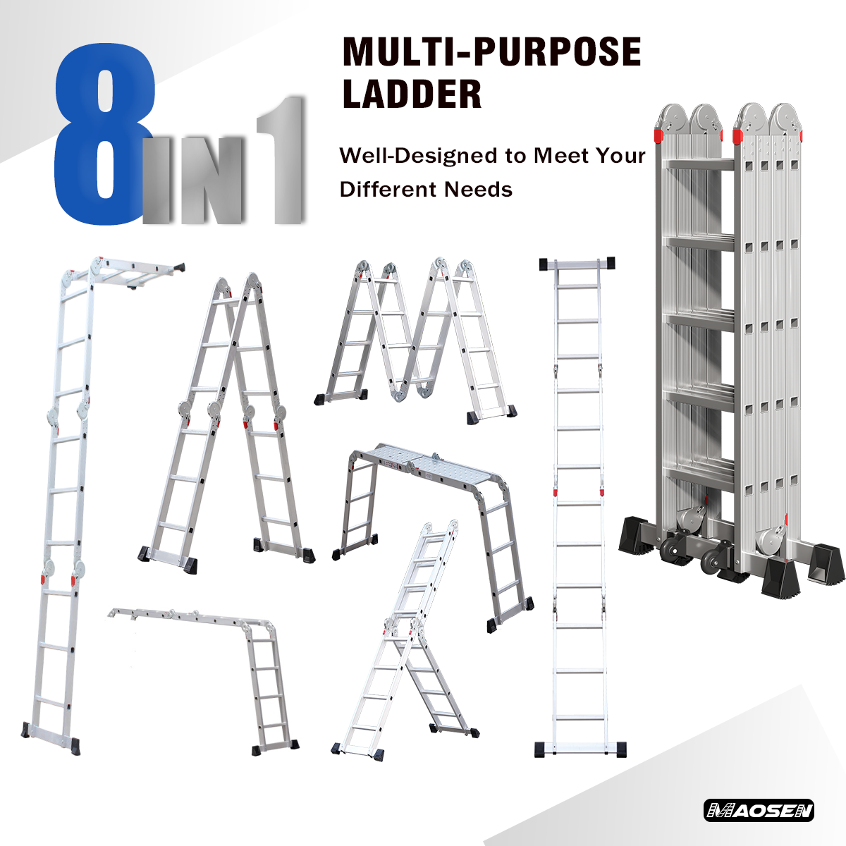 Aluminum folding multifunctional ladder large and small hinge folding aluminum stairs