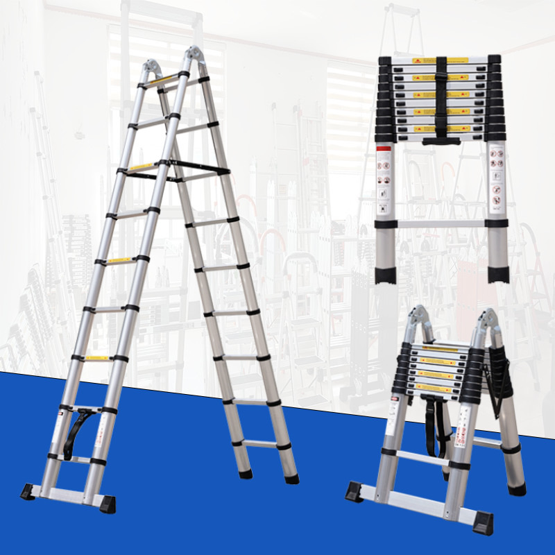 Adjustable Length Folding Aluminium Ladder Telescopic Engineering Extension Step Ladder