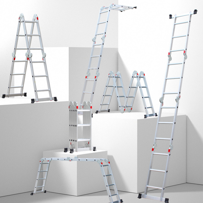 Multipurpose warehouse aluminium ladder foldable with platform folding ladders for sale