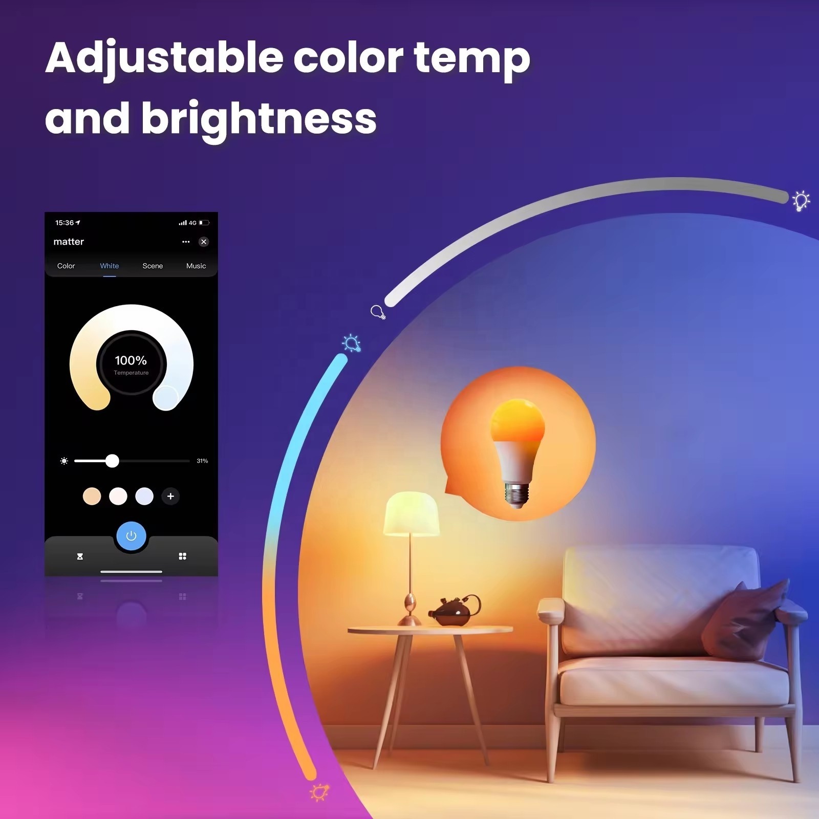 tuya wifi smart rgb e27 alexa 9w dimmable matter led light bulb for home