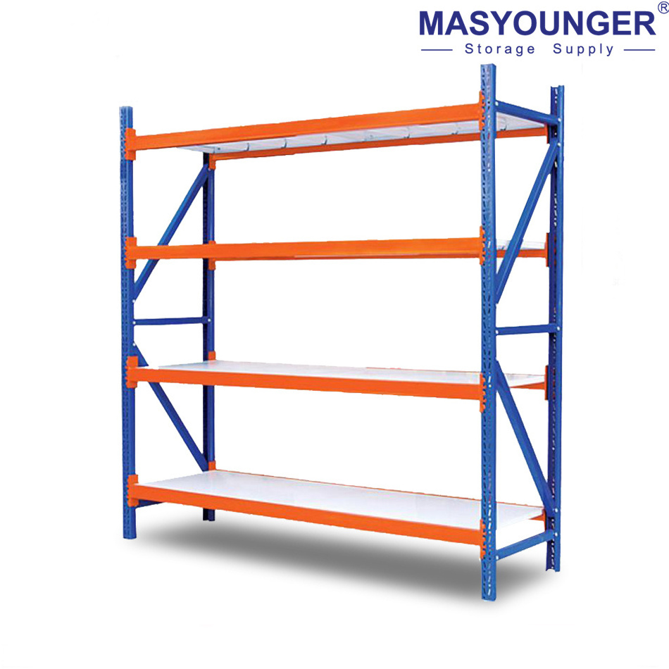 Sturdy 4-Tier Black Metal Shelving Unit for Warehouse Storage, Each Layer Holds up to 300 Kg