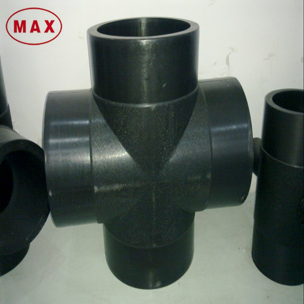 HDPE four 4-way tee pipe fitting dimension cross