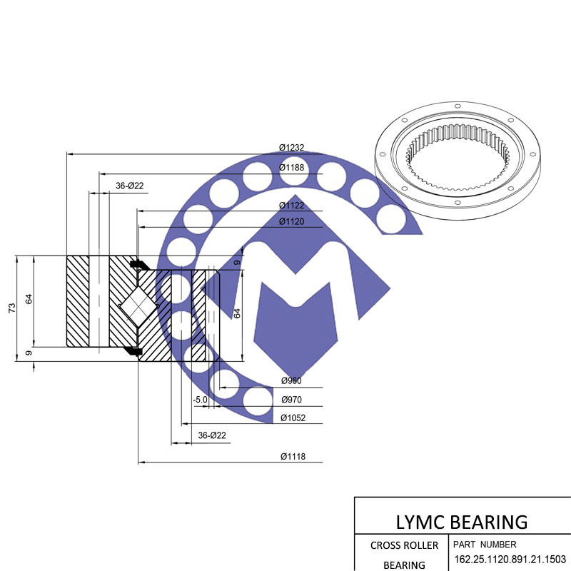 OEM Internal Gear Ring 162.25.1120.891.21.1503 Swing Roller Bearing Cylindrical Swivel Turntable Exporters