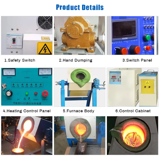 50kg 100kg 150kg 200kg Steel Iron Cast Iron Melting Furnace Electrical Induction Melting Furnace Aluminium Melting Furnace