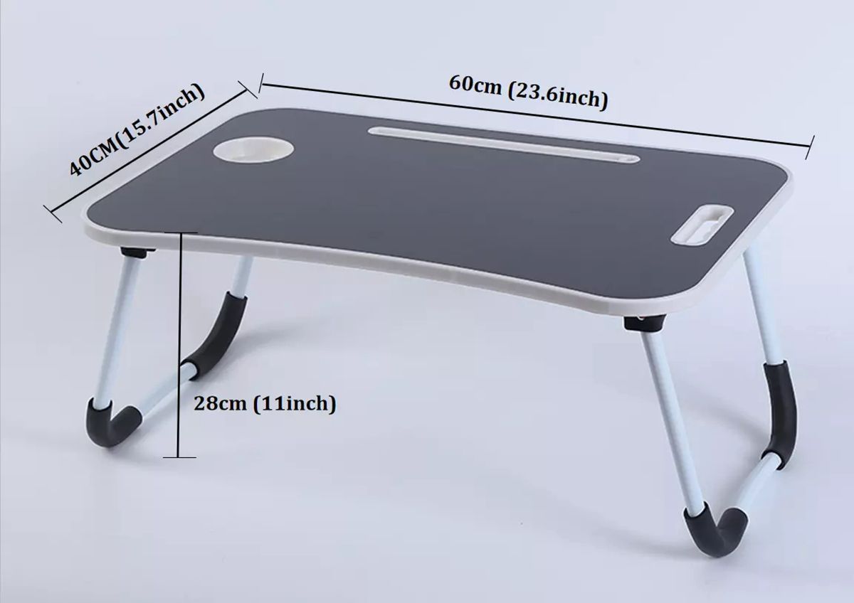 Coffee Tea Table Foldable Lap Desk Bed Serving Tray Portable Wooden Laptop Table with Cup  Holder