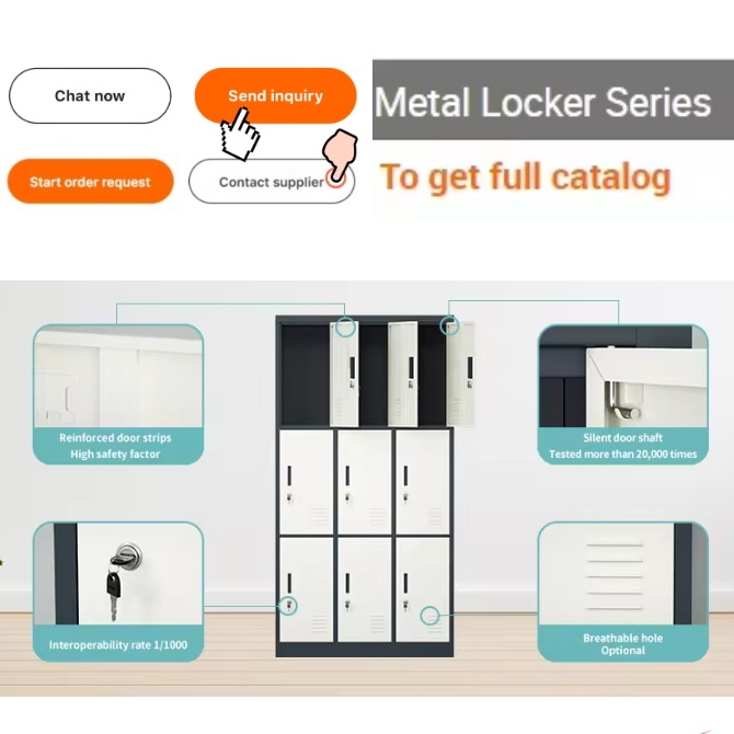 Metal Locker Cabinet Gym Lockers Worker Cupboard For Clothes Steel Locker Staff Changing Room Closet Wardrobe with 6/9/12 Doors