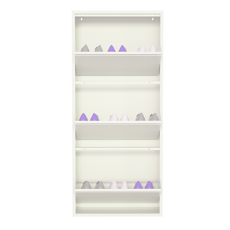 Metal Thin Shoe Cabinet Stainless Steel Rack 3 Drawer Shoe Shelf Metal Shoe Storage For Hallway