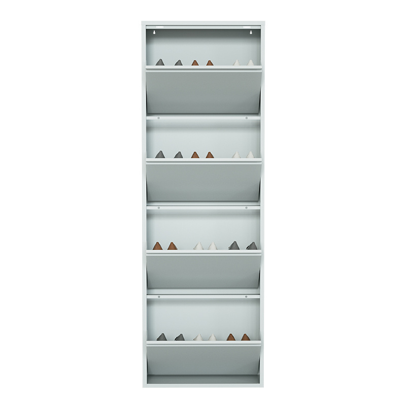 Home Furniture Slim Steel Shoe Shelf Rack Freestanding Porch Storage Shoe Cabinet with 4 flip drawer