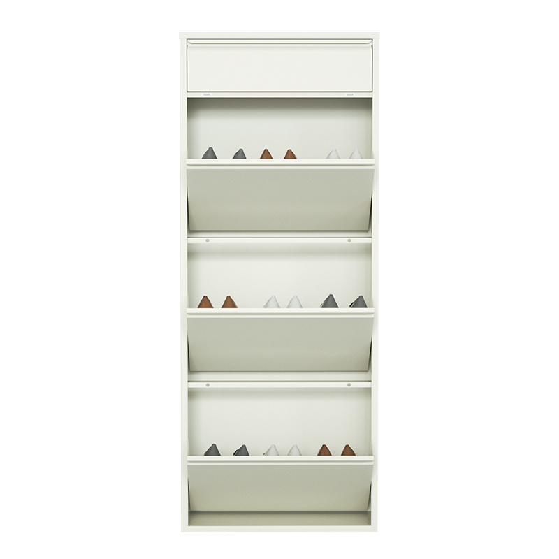 Steel Shoe Rack For Home Narrow 3/4 Drawer Shoe Cabinet Storage for entryway hallway