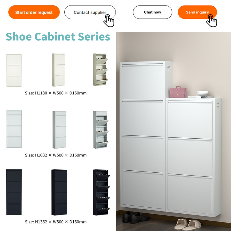 Freestanding Shoe Rack Cabinet Metal Shoe Storage Cupboard 3/4 Tier Shoe Shelf Steel Porch Cabinet for entryway hallway