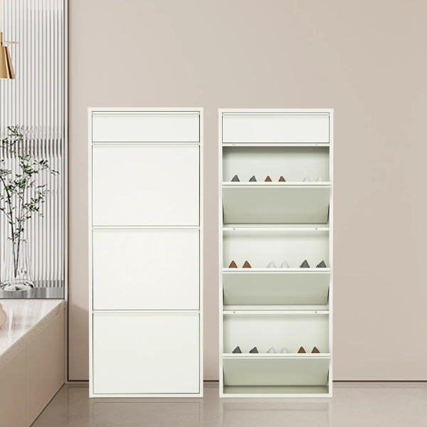 Freestanding Shoe Rack Cabinet Metal Shoe Storage Cupboard 3/4 Tier Shoe Shelf Steel Porch Cabinet for entryway hallway