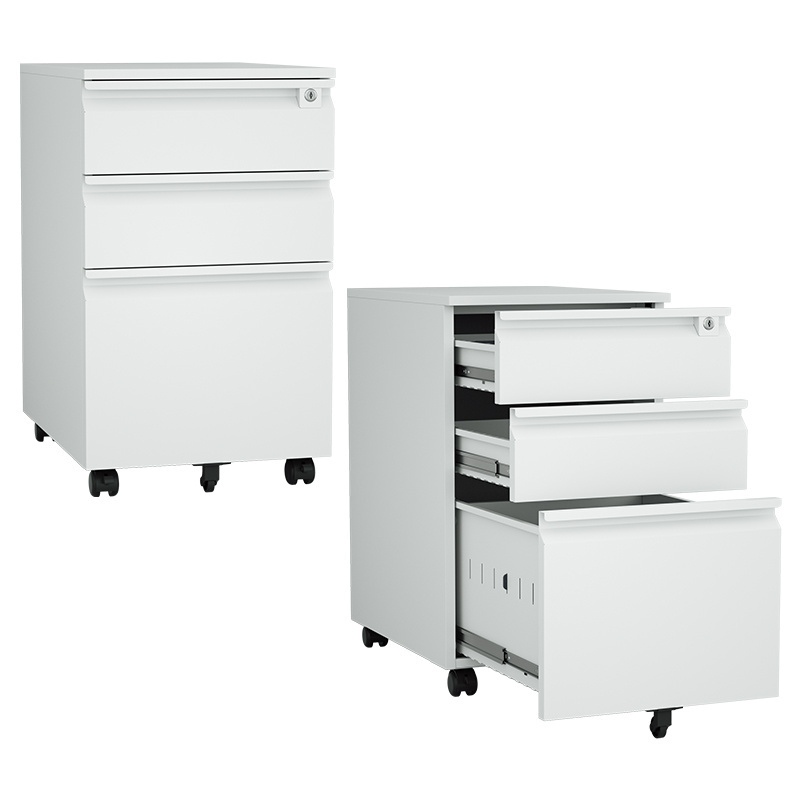 Steel Mobile Pedestal 3 Drawer Mobile Cabinet Metal Rolling Pedestal Movable Office Storage Mobile Filing Cabinet