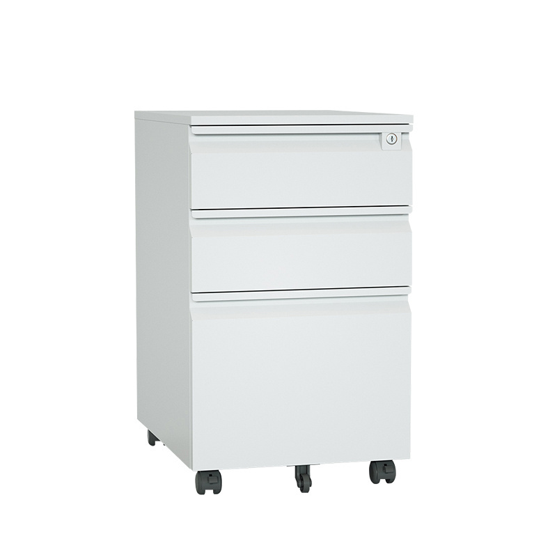 Steel 3 Drawer Mobile File Cabinet For Home & Office Custom Mobile Pedestal Rolling Metal Vertical Filing Cabinet For A4