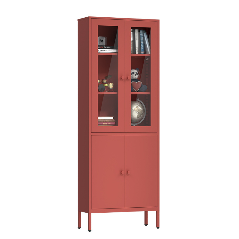 4 Door Floor Standing Bookcases contemporary Metal Home Storage Cupboard Balcony Cabinet Toy Display Cabinet Home Furniture