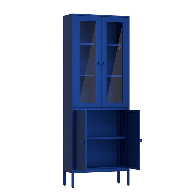 4 Door Floor Standing Bookcases contemporary Metal Home Storage Cupboard Balcony Cabinet Toy Display Cabinet Home Furniture