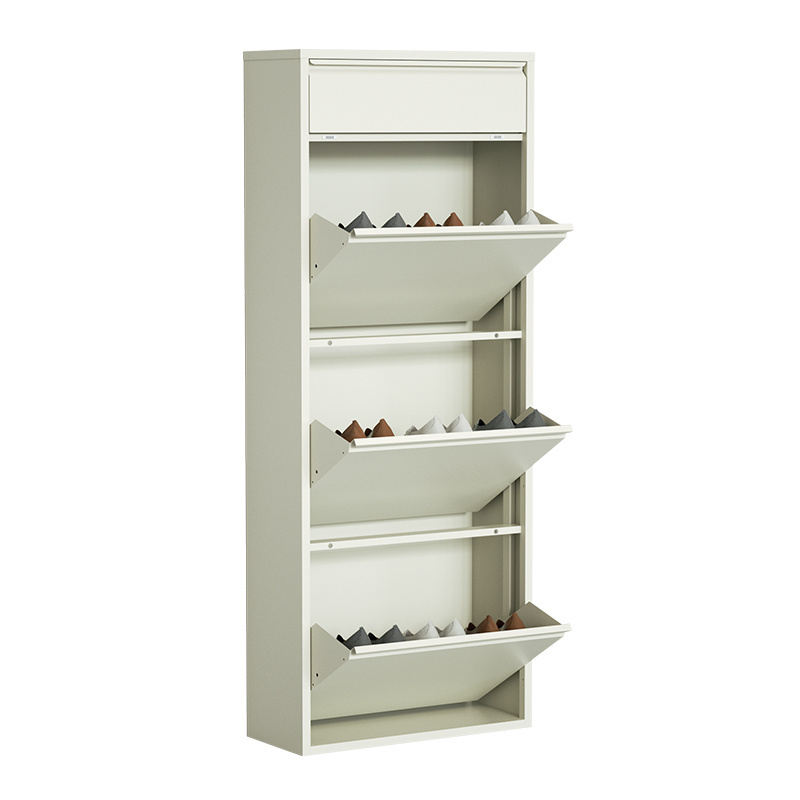 Freestanding Shoe Rack Cabinet Metal Shoe Storage Cupboard 3/4 Tier Shoe Shelf Steel Porch Cabinet for entryway hallway