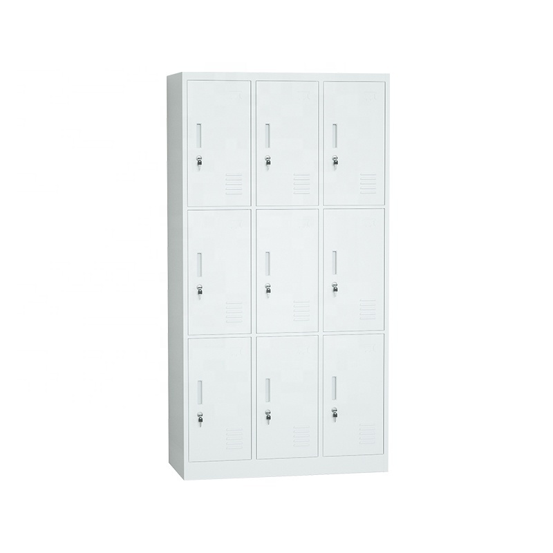 Wholesale 9 door steel locker cabinet change room cloth storage cabinet Metal locker for workshop staff gym locker