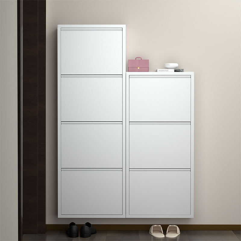 Wholesale 3/4 Drawer Metal Shoe Cabinet Cupboard Steel Shoe Rack Narrow Shoe Locker Storage Cabinet For Home Hallway