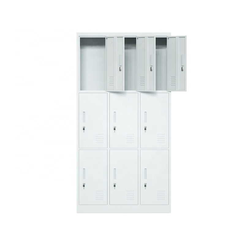 Wholesale 9 door steel locker cabinet change room cloth storage cabinet Metal locker for workshop staff gym locker