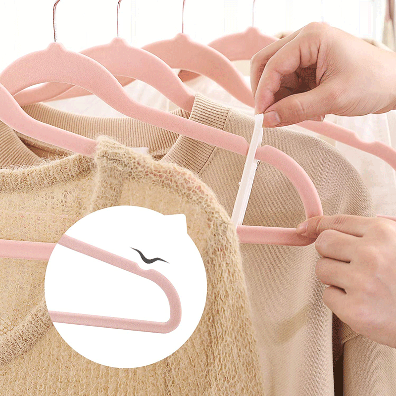 Luxury Womens 50 pack Space Saving Coat Hangers black Plastic Non Slip cloth Hangers custom rose gold hook velvet hangers