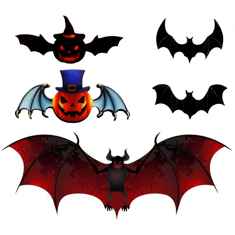 Black Bats Decor Home Wall Wholesale Carnival Party Sticker Halloween Decoration 3D PVC Bat Stickers