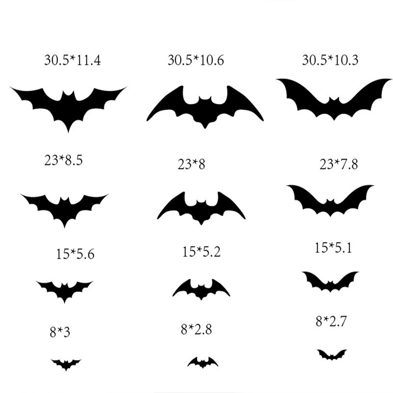 Black Bats Decor Home Wall Wholesale Carnival Party Sticker Halloween Decoration 3D PVC Bat Stickers