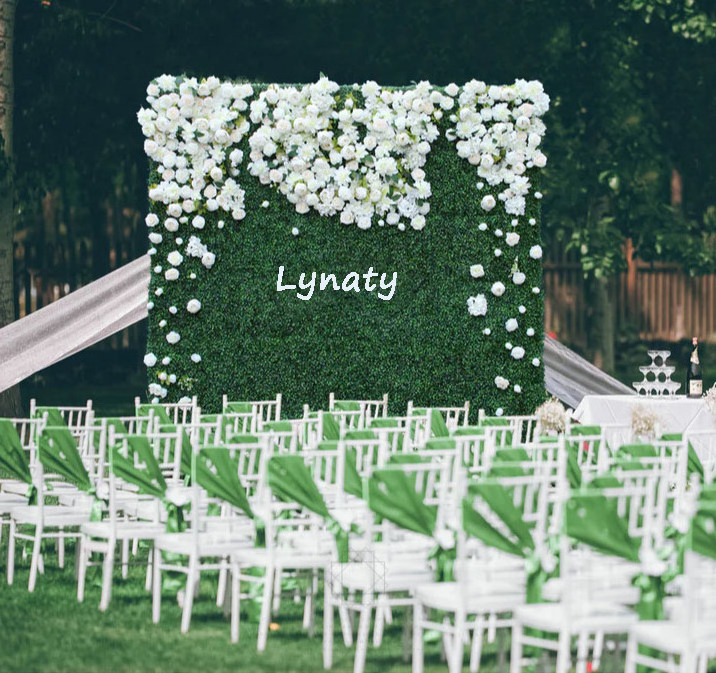 Factory wholesale greenery rustic artificial eucalyptus plant and wisteria roses wedding flower wall backdrop decorations