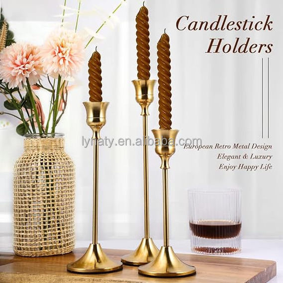 Wedding Decoration Black Metal Tabletop Candlestick Set Candlestick Candle Holder Gold Candelabra