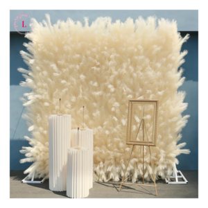 Artificial Pampas Grass Reed Plants Wedding Backdrop Decor 3d 8ft x 8ft Roll Up Flower Wall For Wedding Party Stage Decoration