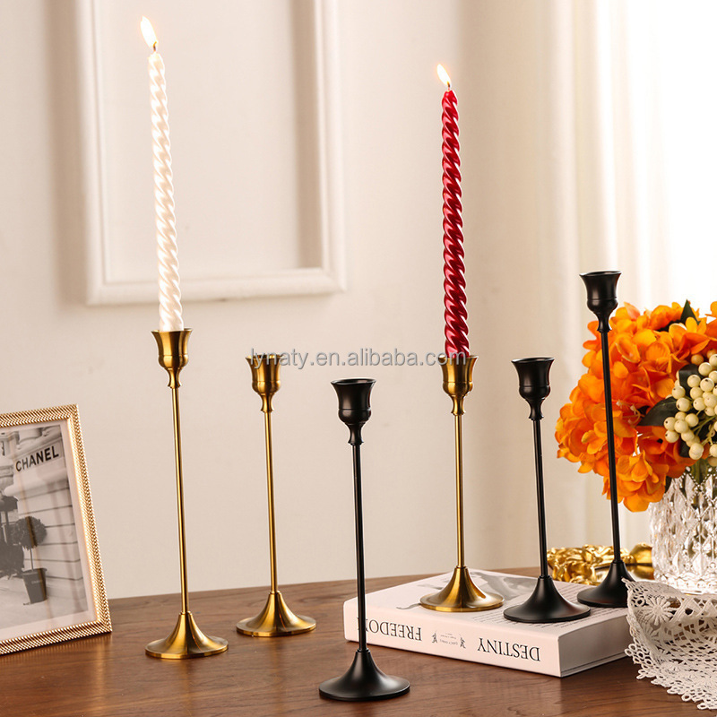 Wedding Decoration Black Metal Tabletop Candlestick Set Candlestick Candle Holder Gold Candelabra