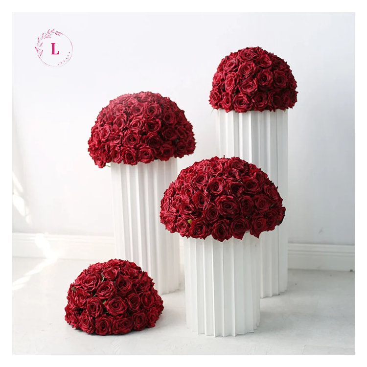 Wedding Table Center Piece Large Size Black Tea Blooming Tea Water Red Rose Flower Ball For Wedding Decoration